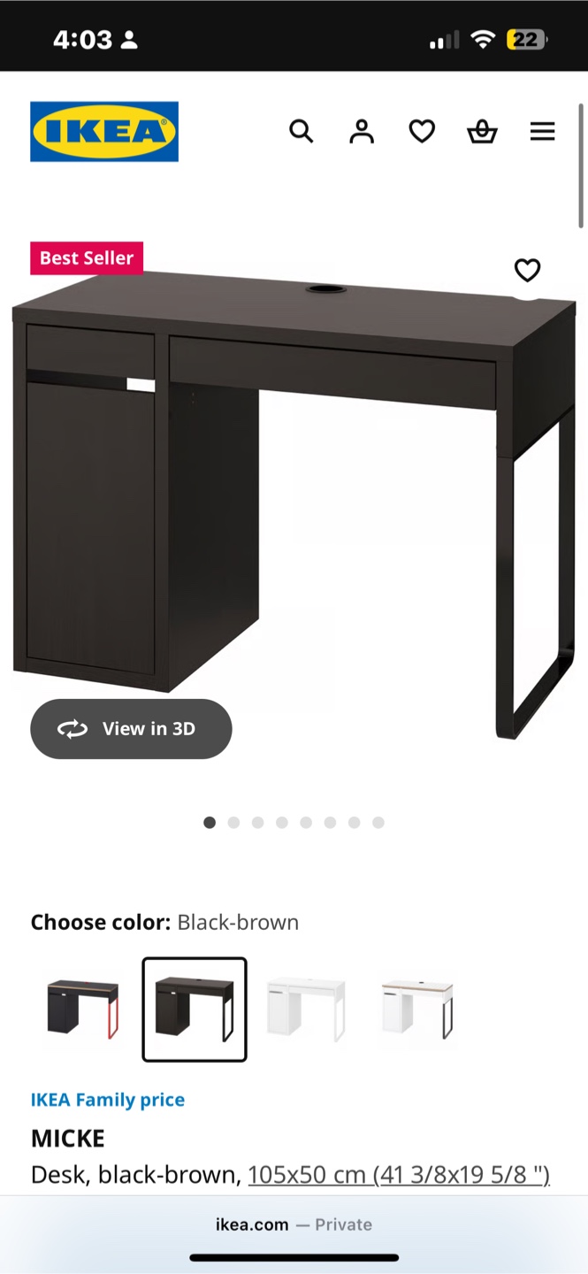 IKEA MICKE Desk, Black-Brown, 105x50 cm - photo 2