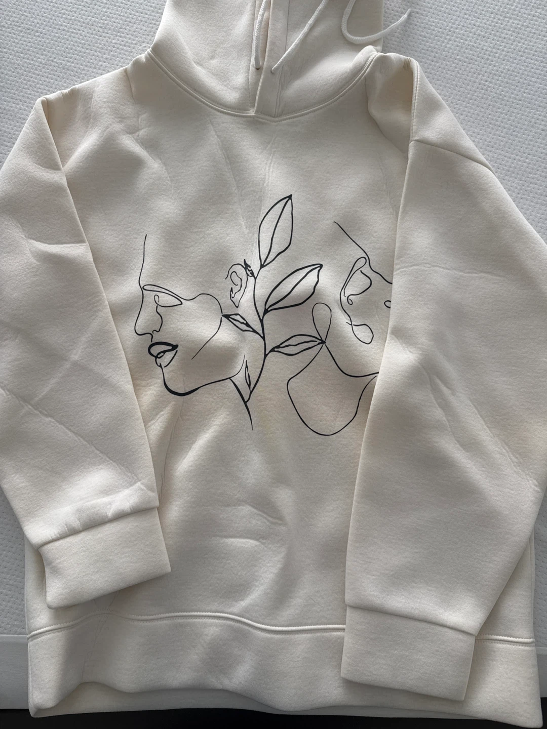 Cream Hoodie with Line Art - photo 2