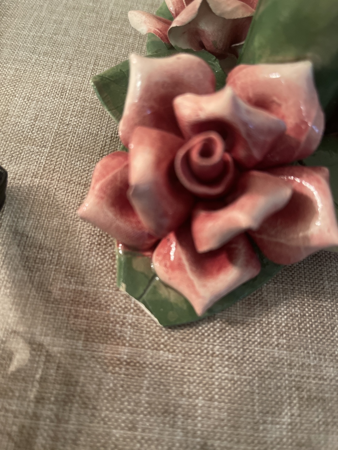 Capodimonte Porcelain Rose Flower Candle Holder - photo 2