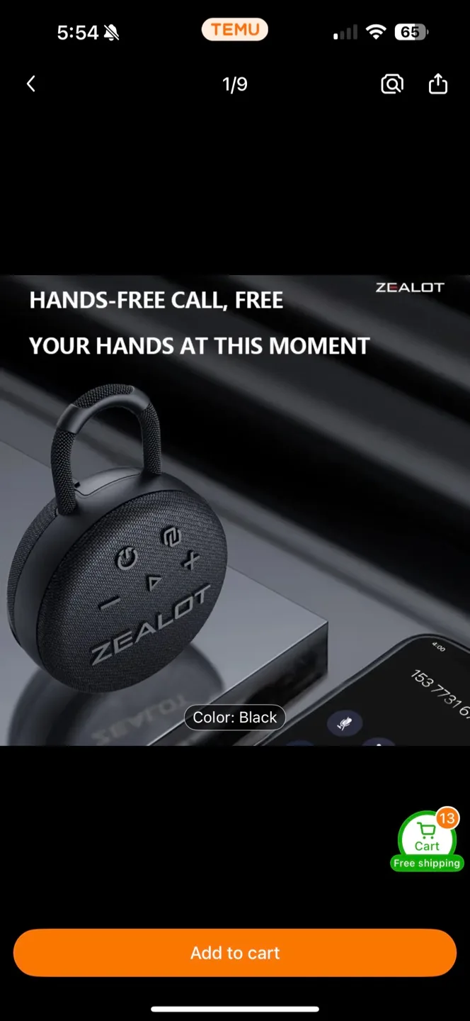 ZEALOT S77 Mini Wireless Speaker - Black thumbnail