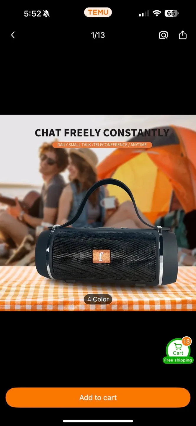 Ebaineng Portable Wireless Speaker - Black thumbnail