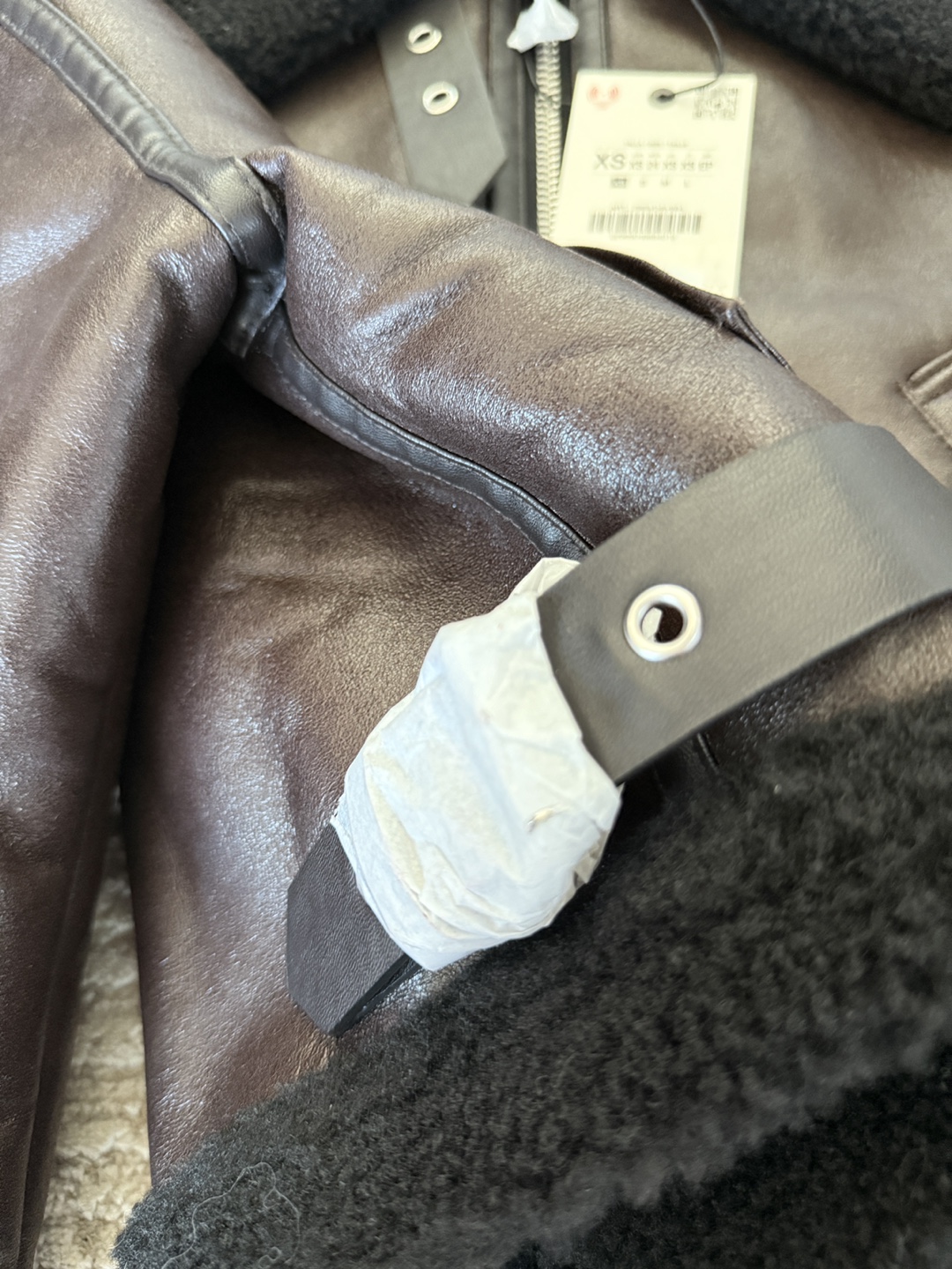 Nice Faux Leather Aviator Jacket - XS - photo 3