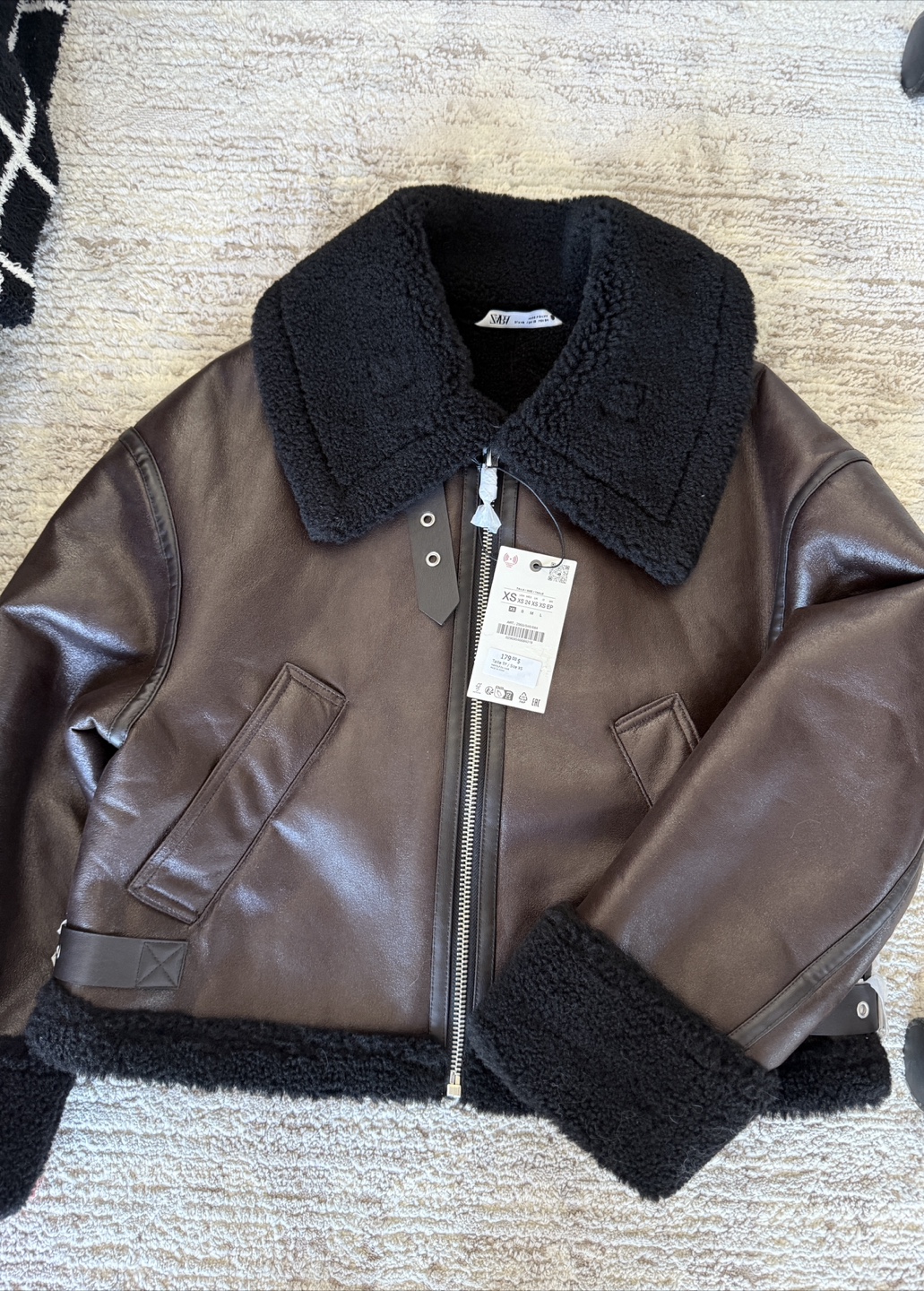 Nice Faux Leather Aviator Jacket - XS - photo 2