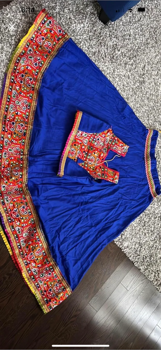 Kids Indian Lehenga Choli Set - Blue & Embroidered thumbnail
