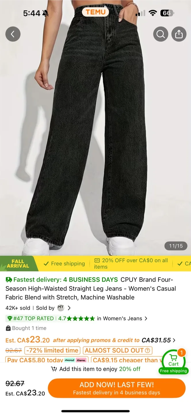 CPUY High-Waisted Straight Leg Jeans thumbnail
