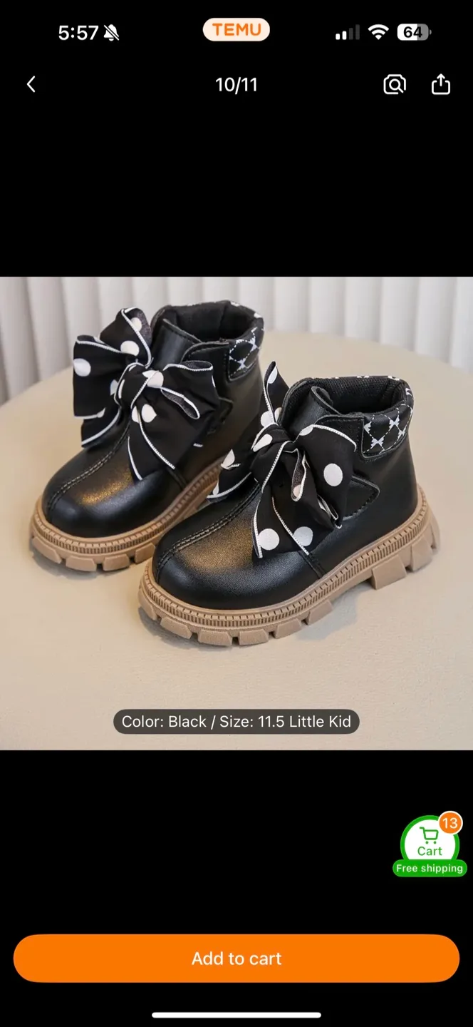 Brand new .Girls' Black Boots, Size 11.5 Little Kid thumbnail