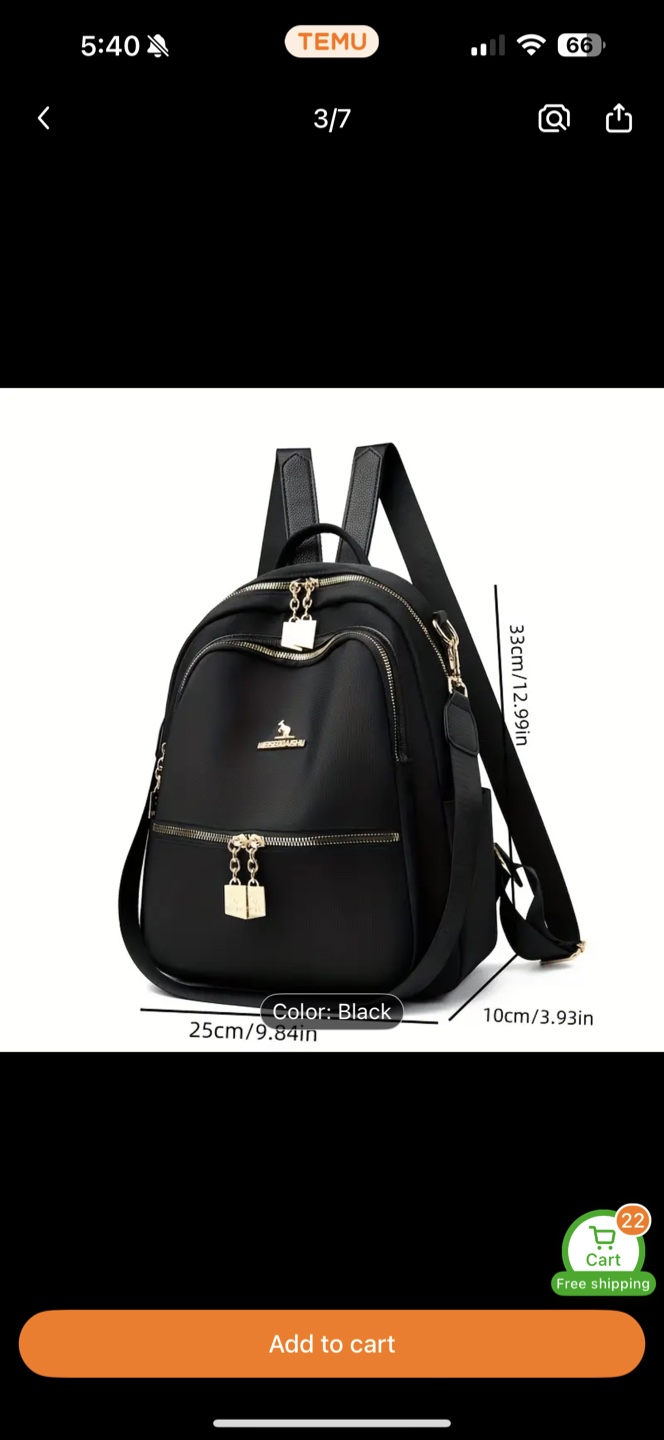 Brand new Women's Black Nylon Backpack