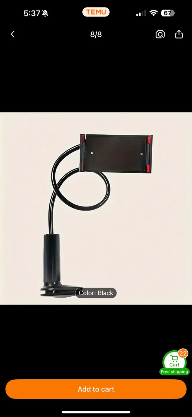Black Tablet/Phone Holder - Spiral Base thumbnail