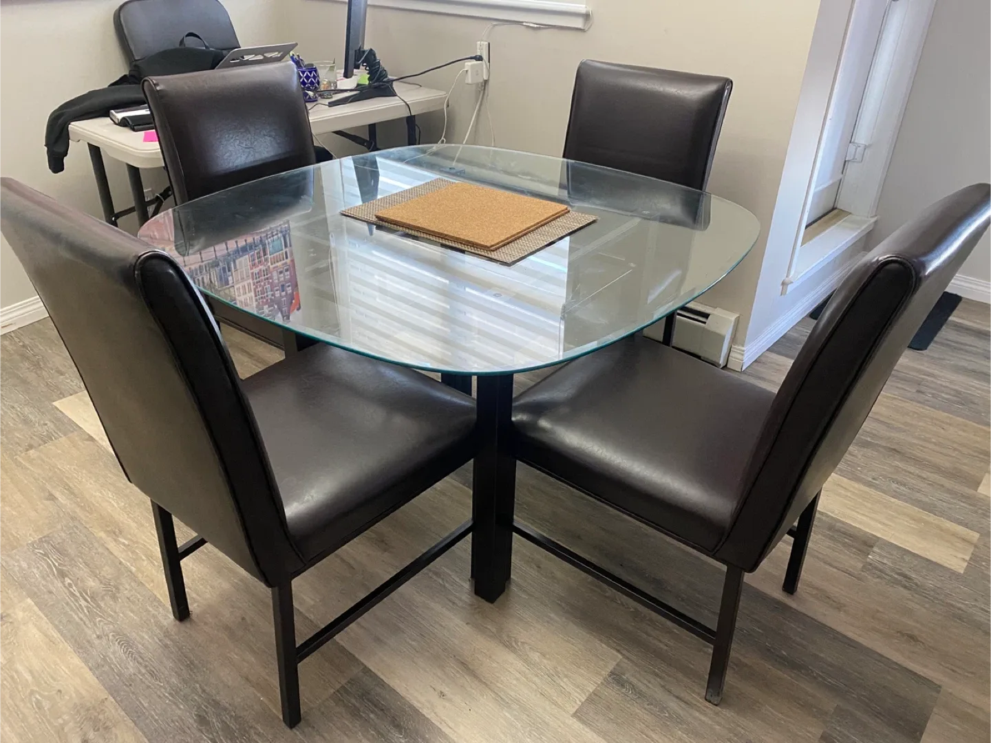 Glass Top Dining Table with 4 Chairs image indicator(2)