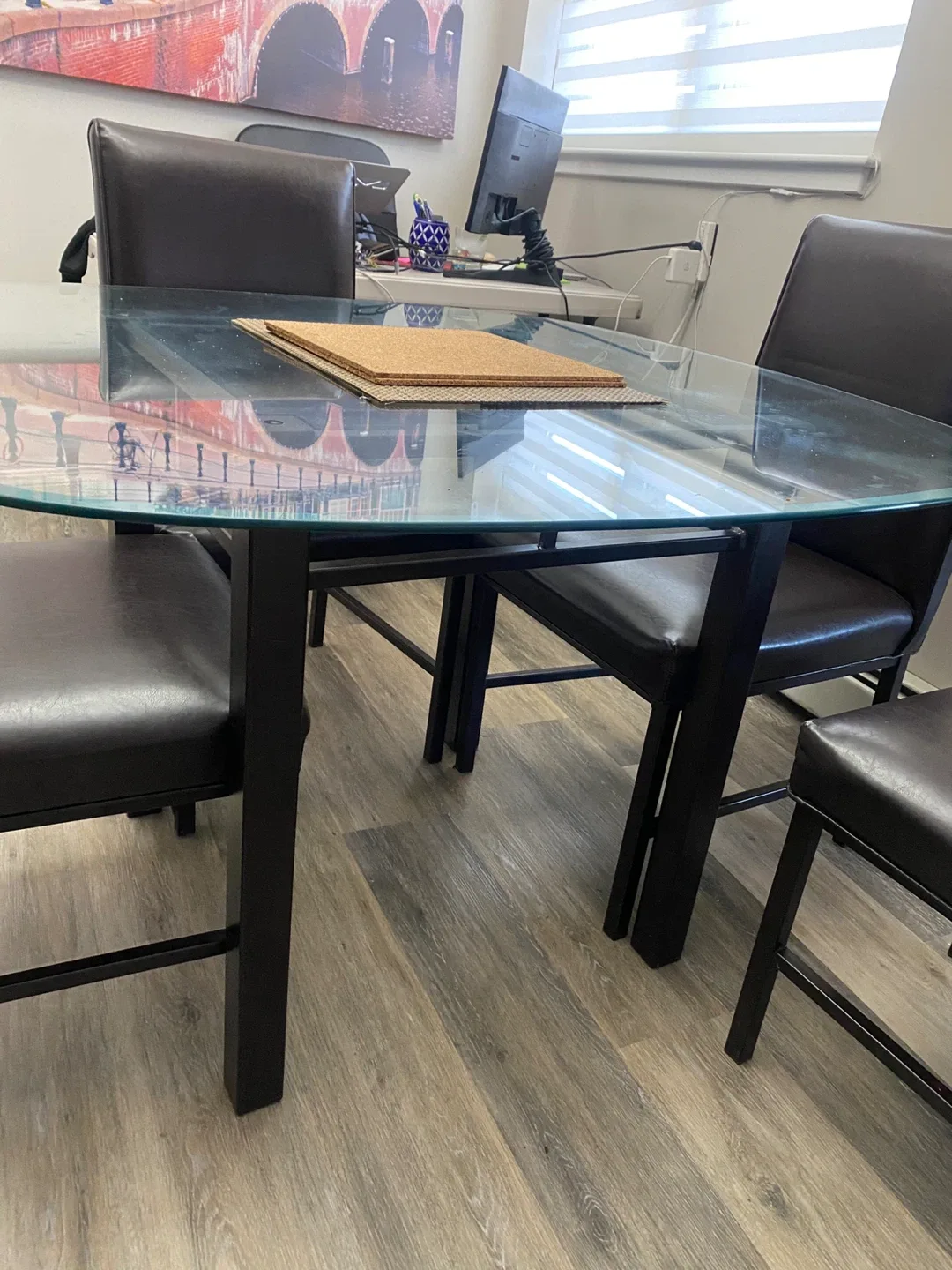 Glass Top Dining Table with 4 Chairs image indicator(4)