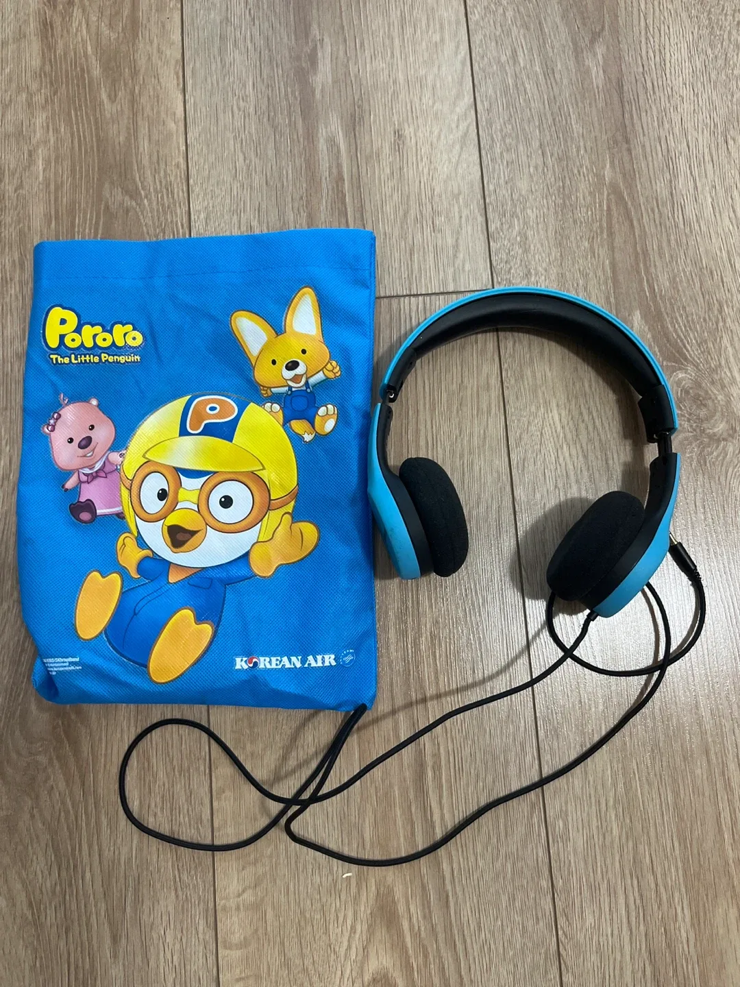Pororo Korean Air Kids Headphones with Bag