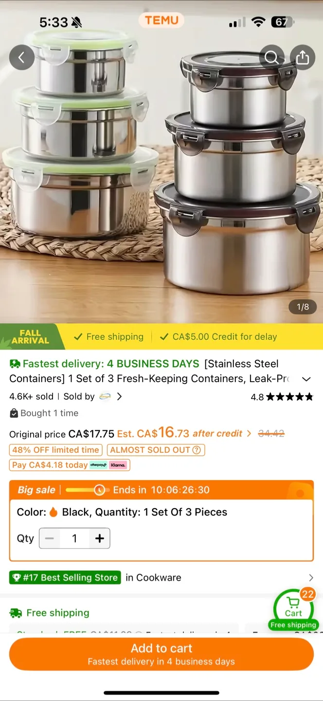 Stainless Steel Food Containers (3-Piece Set) image indicator(2)