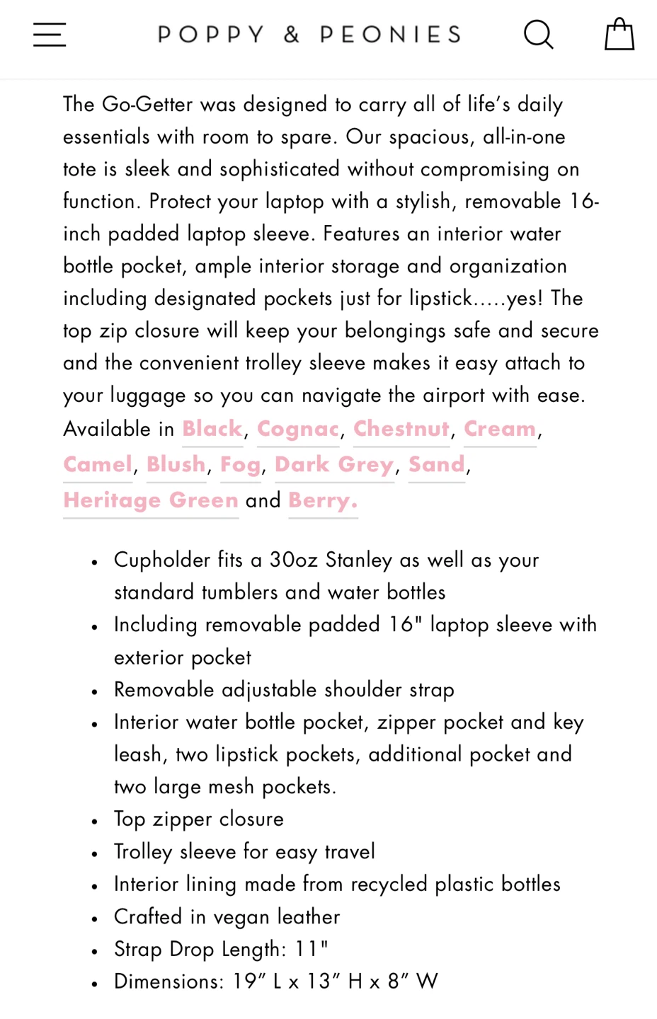 Poppies and Peonies Go Getter Tote - photo 5