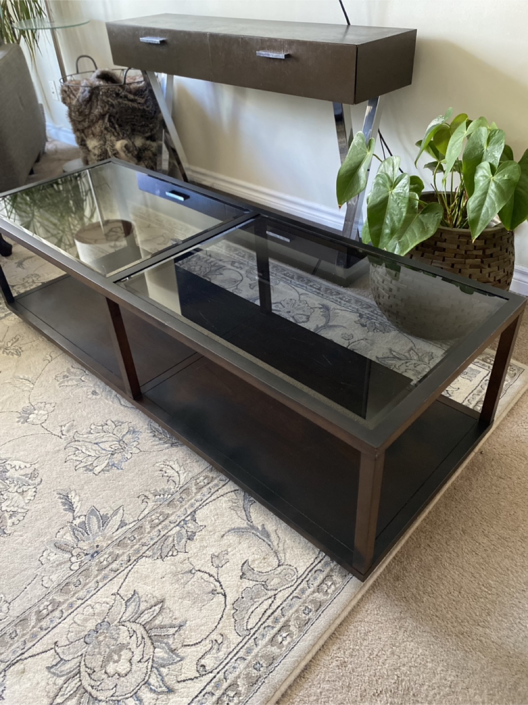 Tempered Glass Top solid wood Coffee Table - photo 2