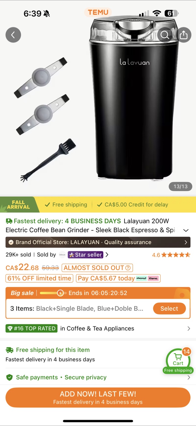 Lalayuan 200W Electric Coffee Bean Grinder - photo 2