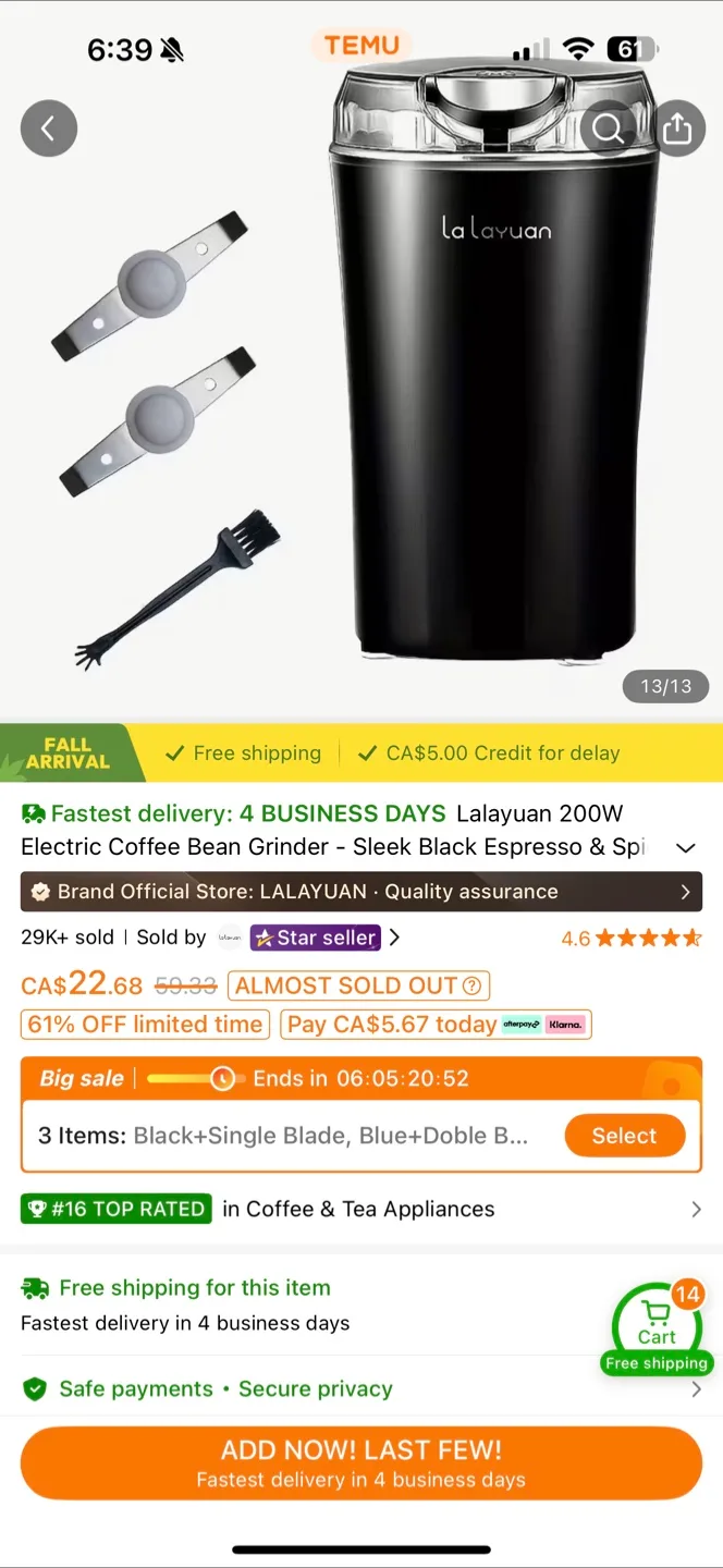 Lalayuan 200W Electric Coffee Bean Grinder image indicator(2)