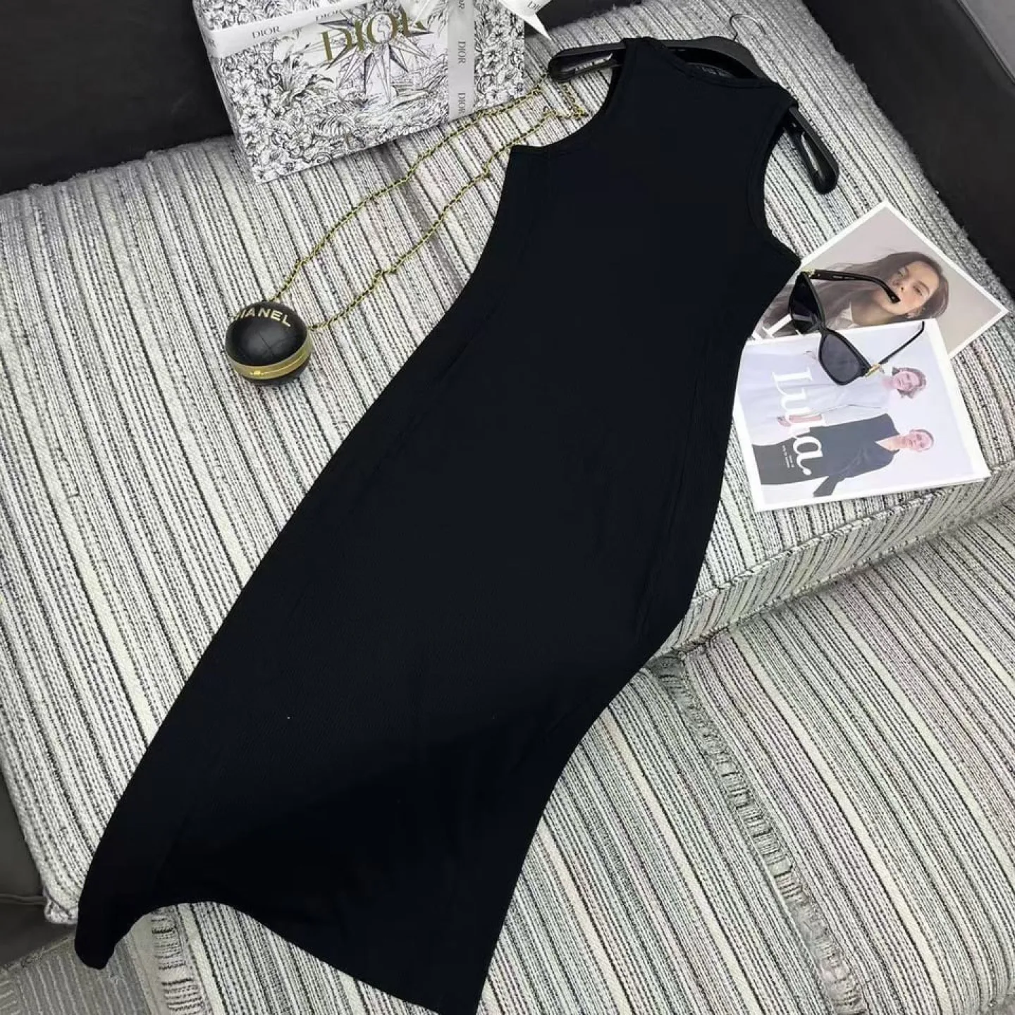 Black Ribbed Tank Dress - New with Tags image indicator(3)