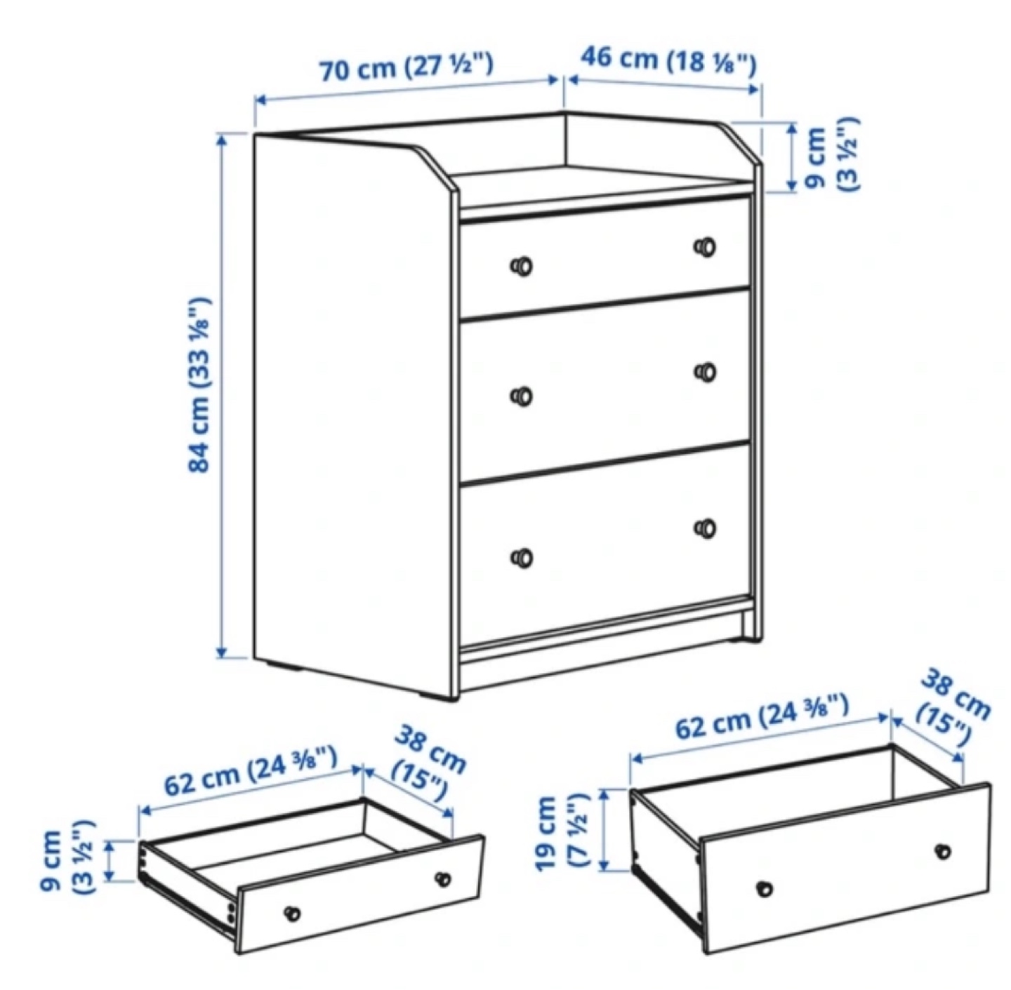 IKEA Hauga 3-Drawer Dresser white - photo 2