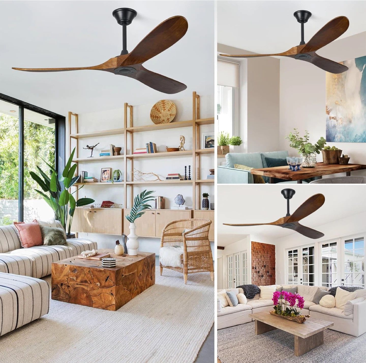 60” Noiseless Ceiling Fans, Remote & App Control, Solid Wood- NE - photo 4