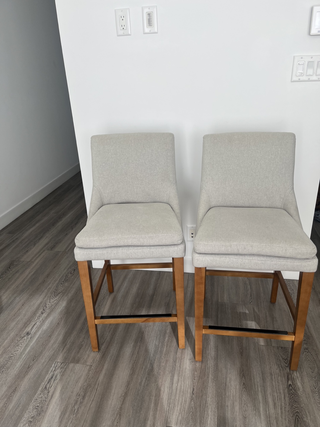 Set of 3 Bar Stools - Light Grey - photo 3