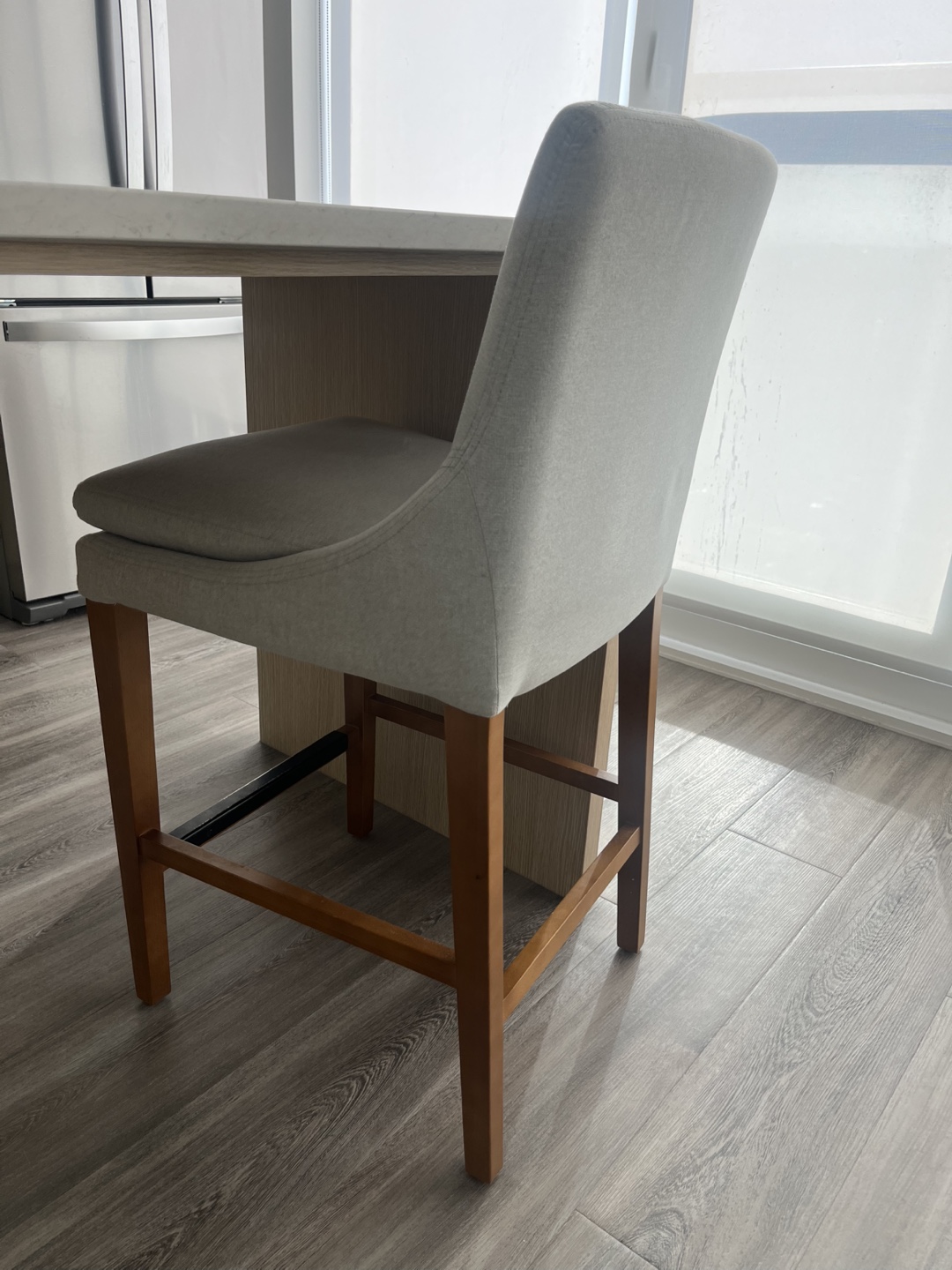 Set of 3 Bar Stools - Light Grey - photo 2