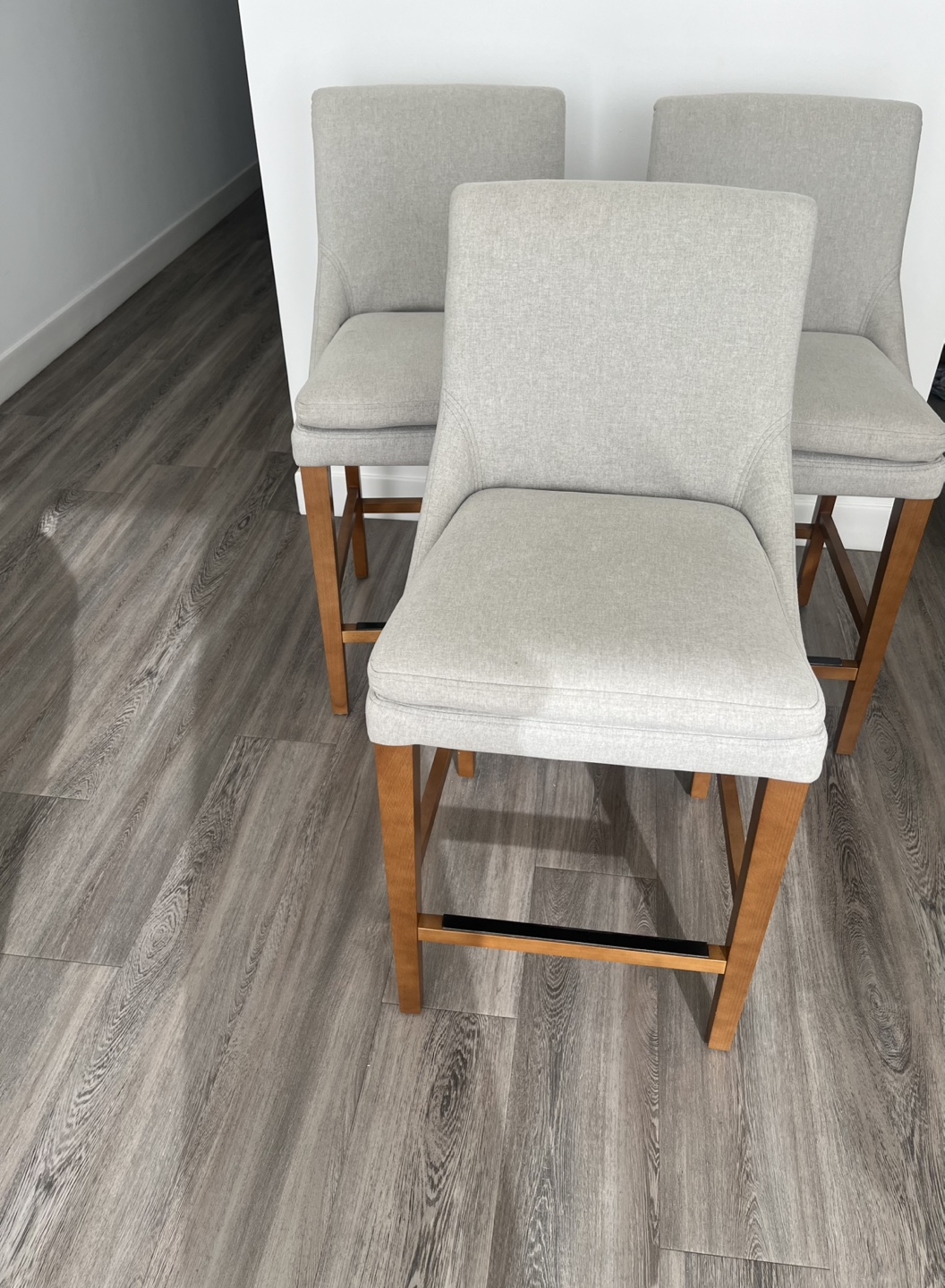 Set of 3 Bar Stools - Light Grey