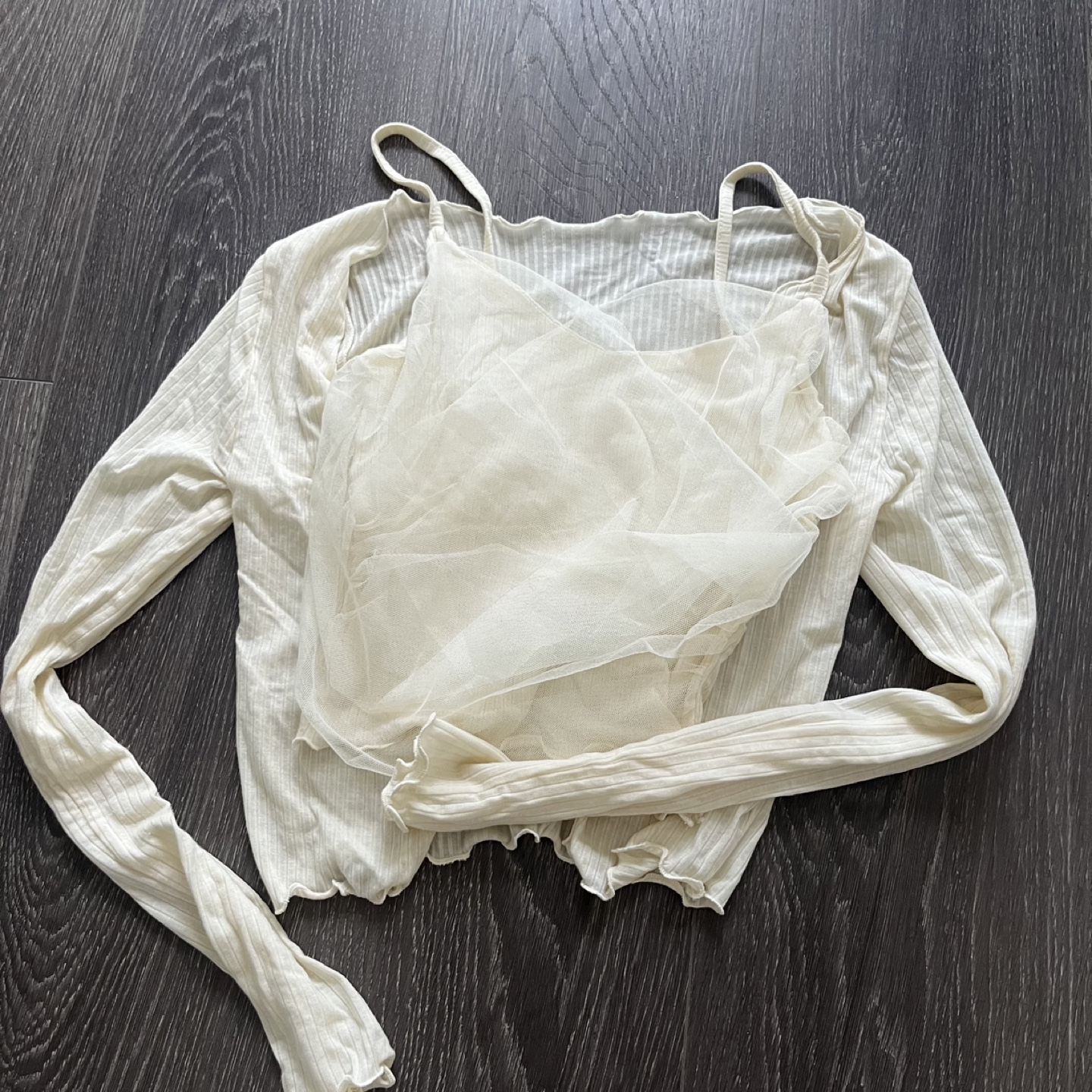 Cardigan & sleeveless set - beige - photo 2