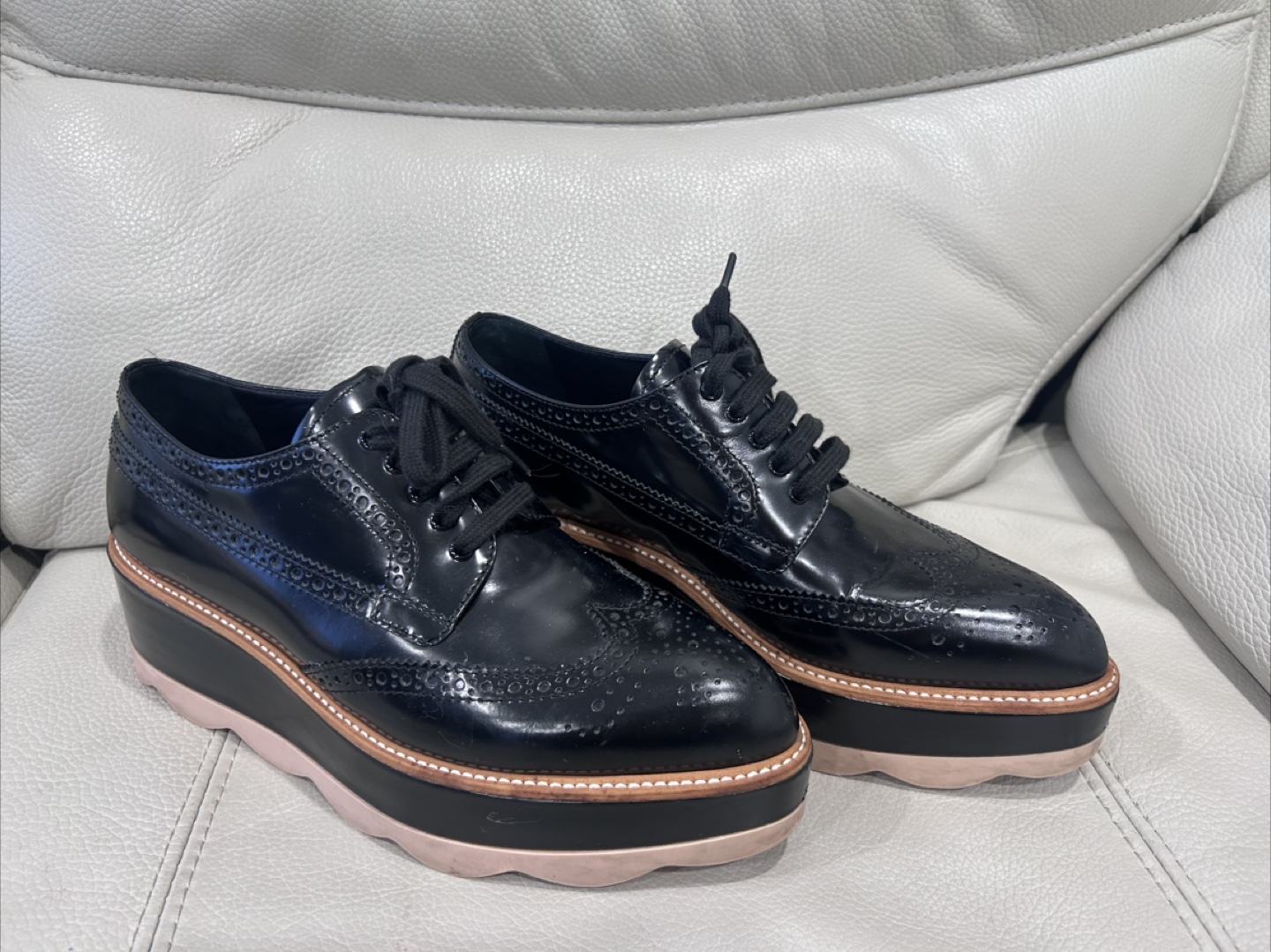 Prada Black Platform Oxfords