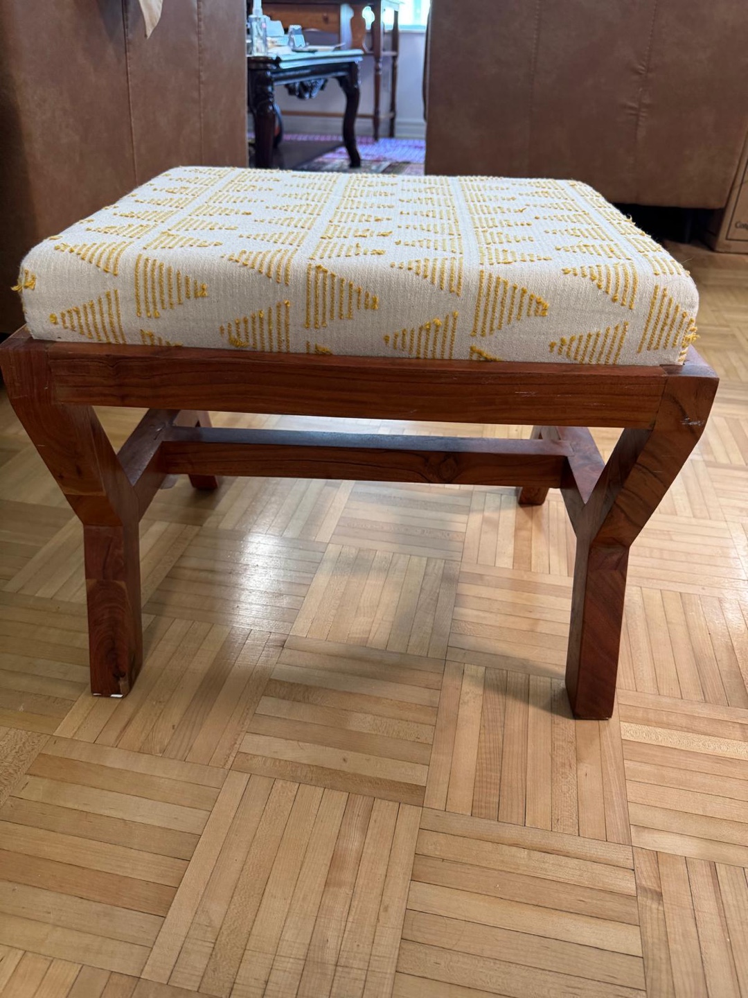 Upholstered Wooden Stool