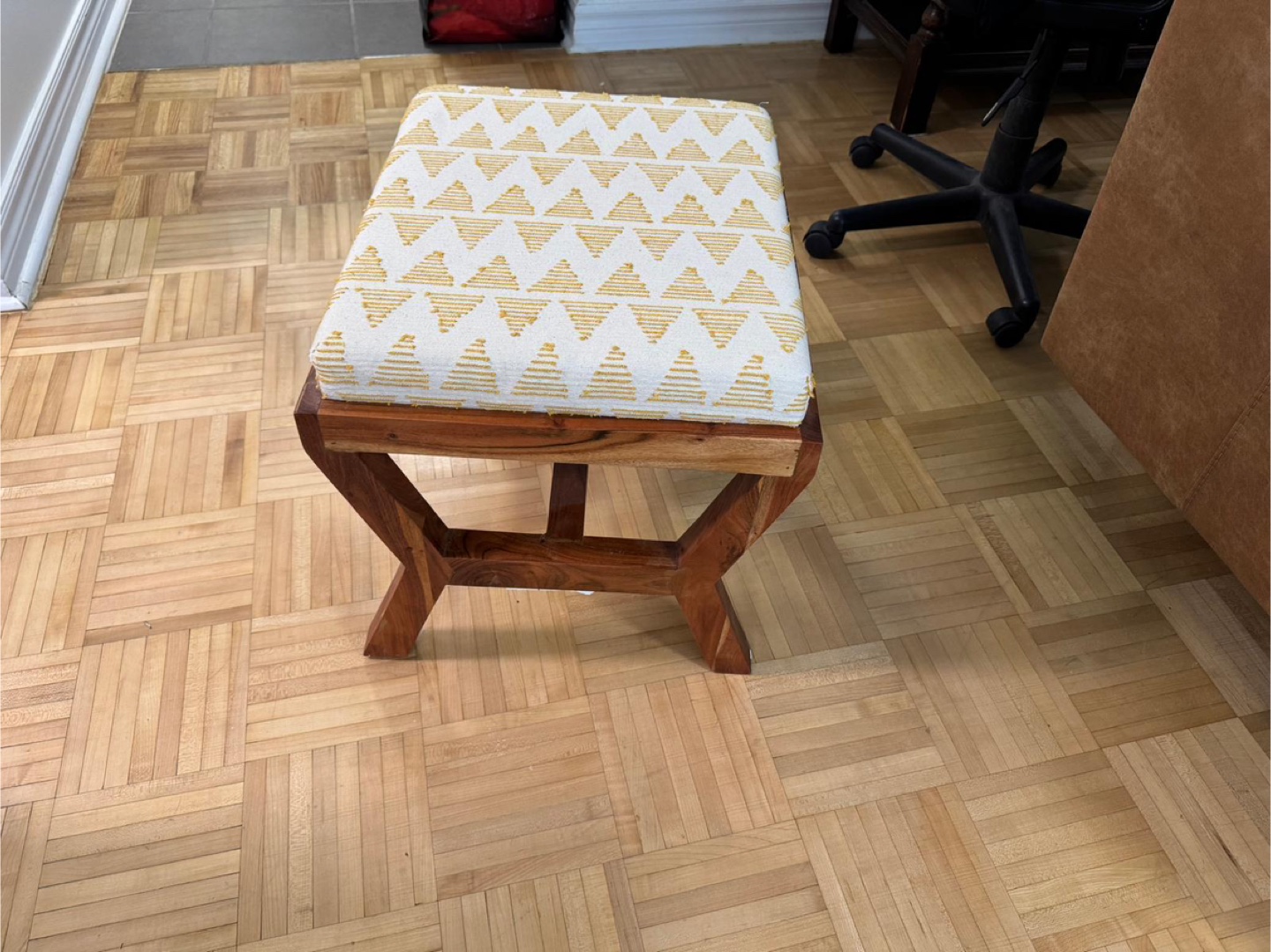 Upholstered Wooden Stool - photo 2