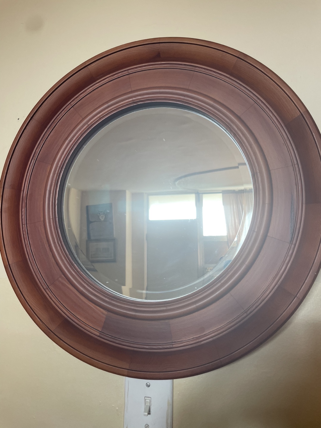 Round Wood Framed Mirror