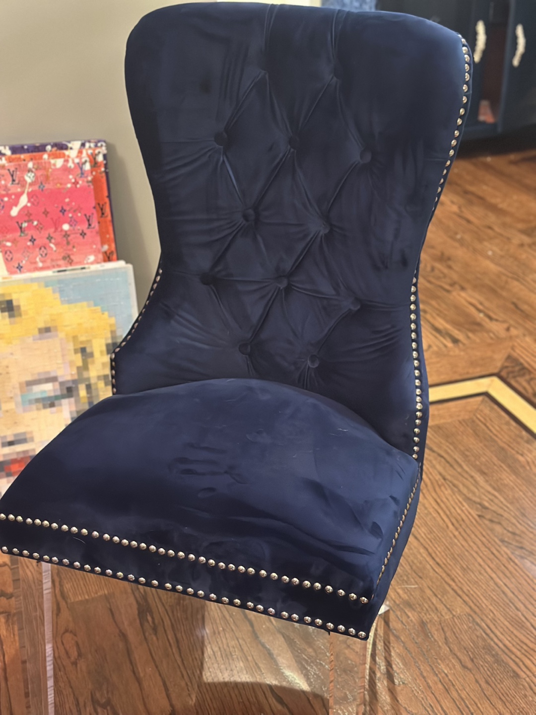 Blue Velvet Chair & Couch Set