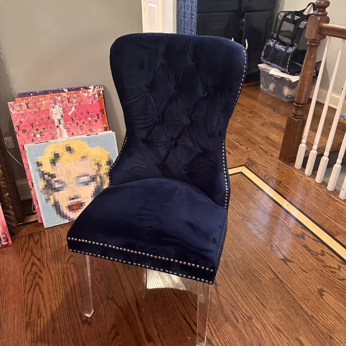 Blue Velvet Chair & Couch Set - photo 2