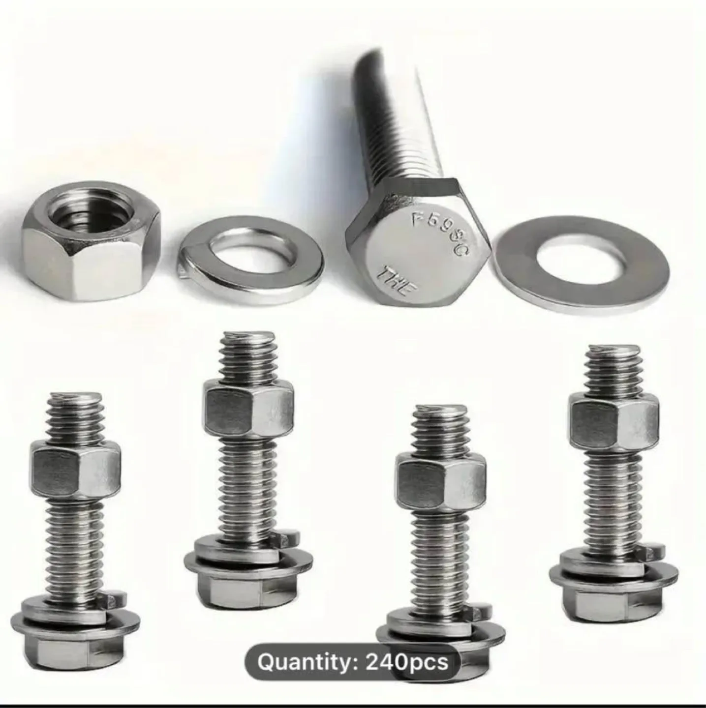 240pcs Stainless Steel Hex Bolt & Nut Set image indicator(3)