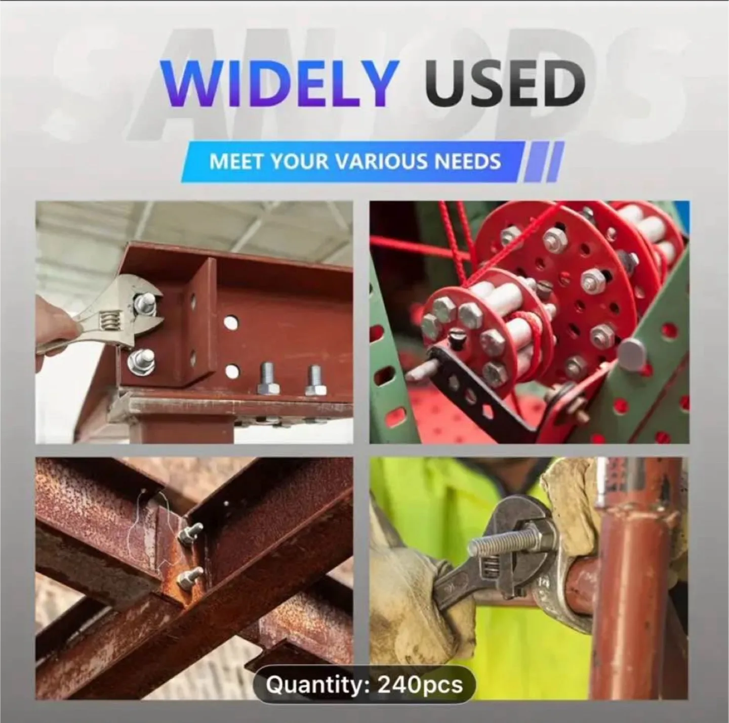 240pcs Stainless Steel Hex Bolt & Nut Set image indicator(7)