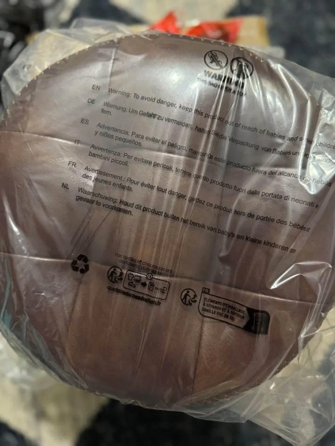 Brown Faux Leather Round Ottoman Stool image indicator(5)