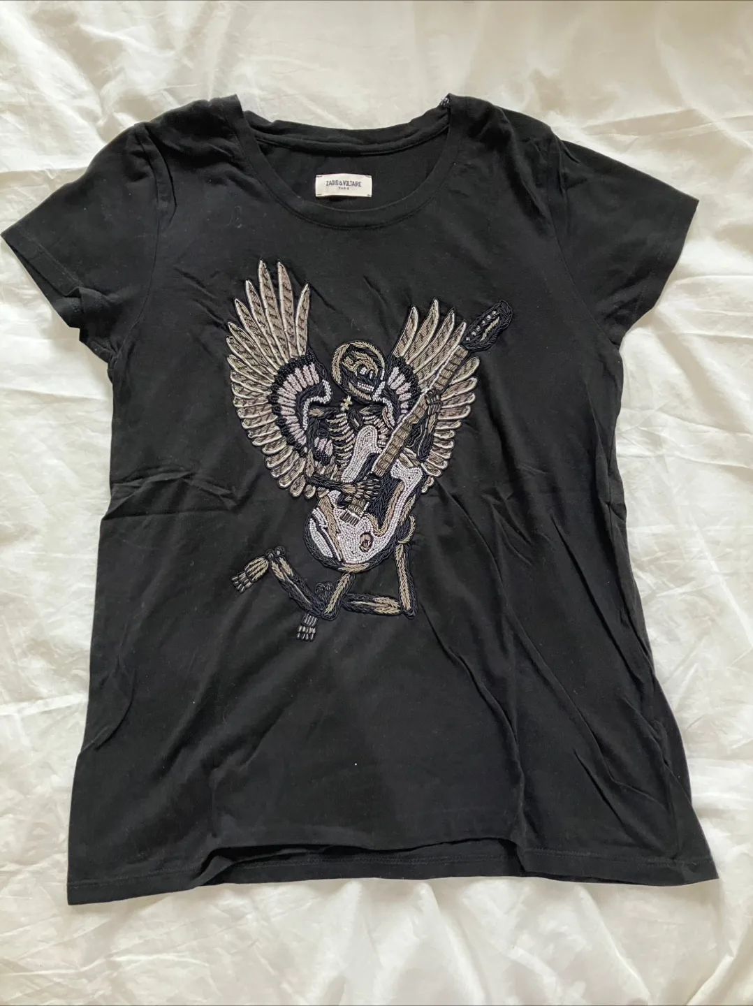 Zadig & Voltaire Black Beaded T-Shirt - Small thumbnail