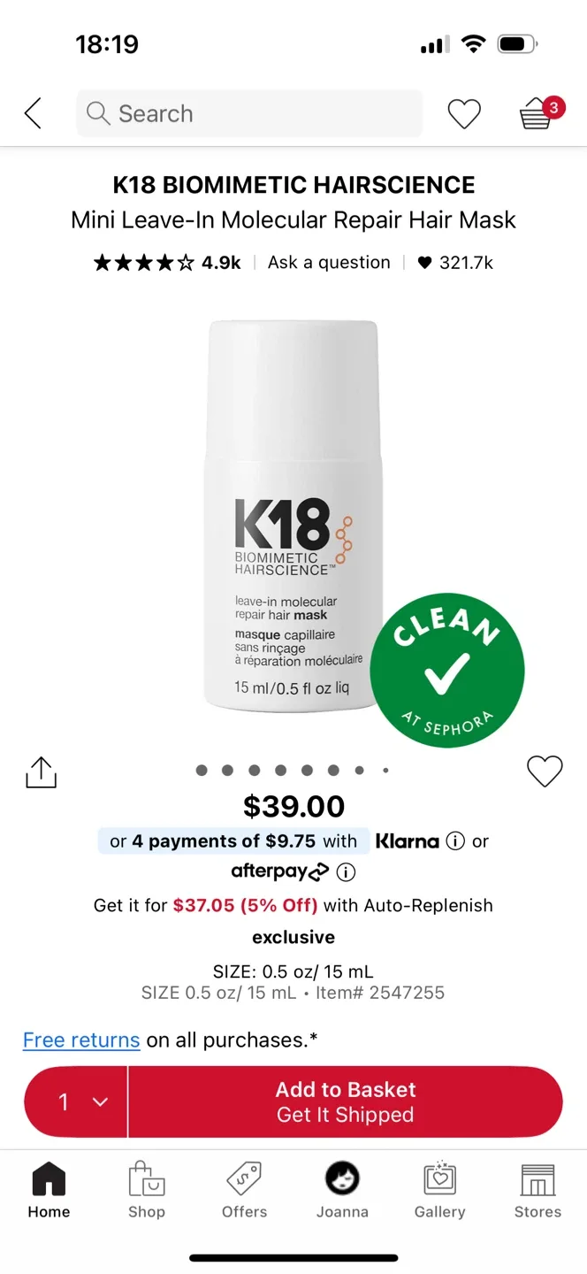 New K18 Biomimetic Hairscience Hair Mask image indicator(4)