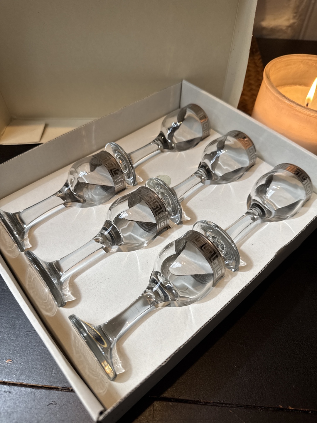 Vintage Greek Key Cordial Glasses, Set of 6