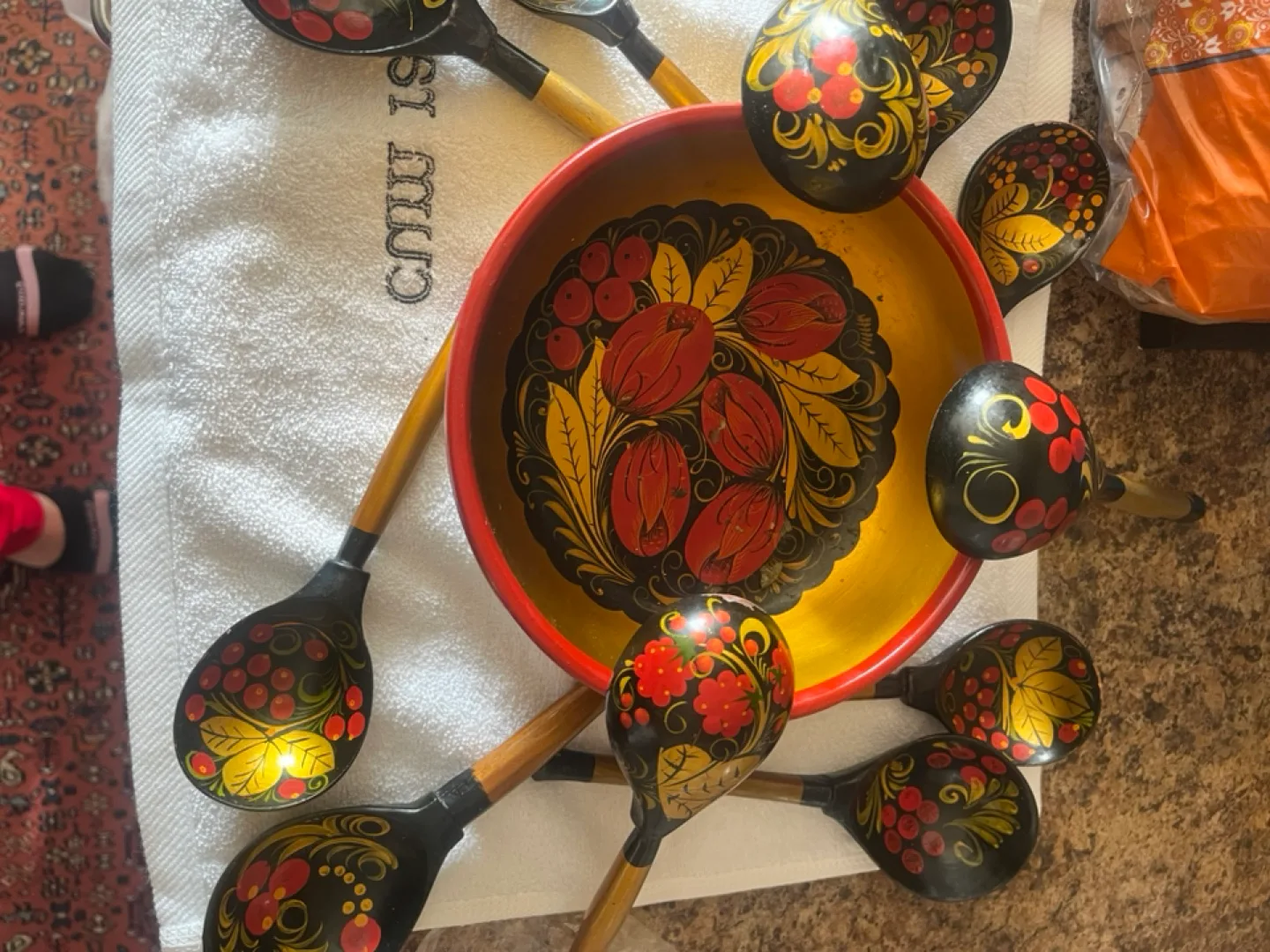 Russian Khokhloma Spoons and Bowl Set image indicator(2)