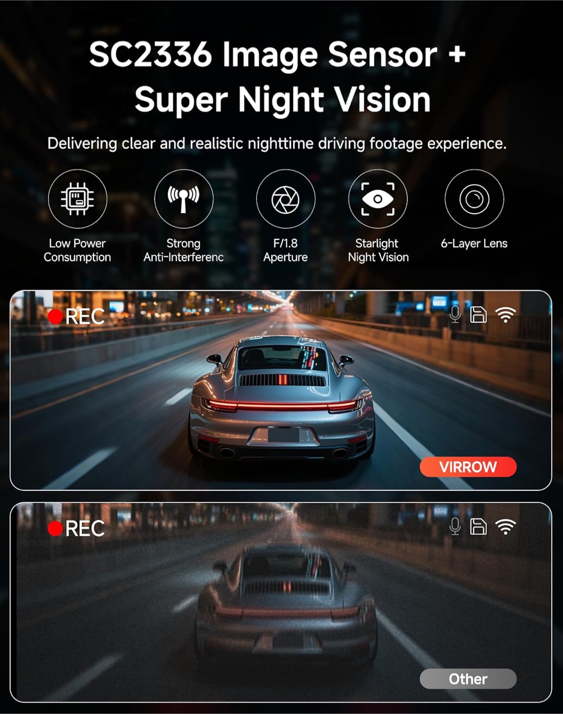 VIRROW X5 4K Dash Cam - Front 4K + Rear 2K - photo 4