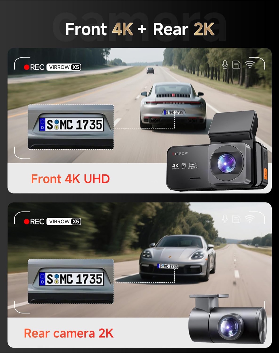 VIRROW X5 4K Dash Cam - Front 4K + Rear 2K - photo 5