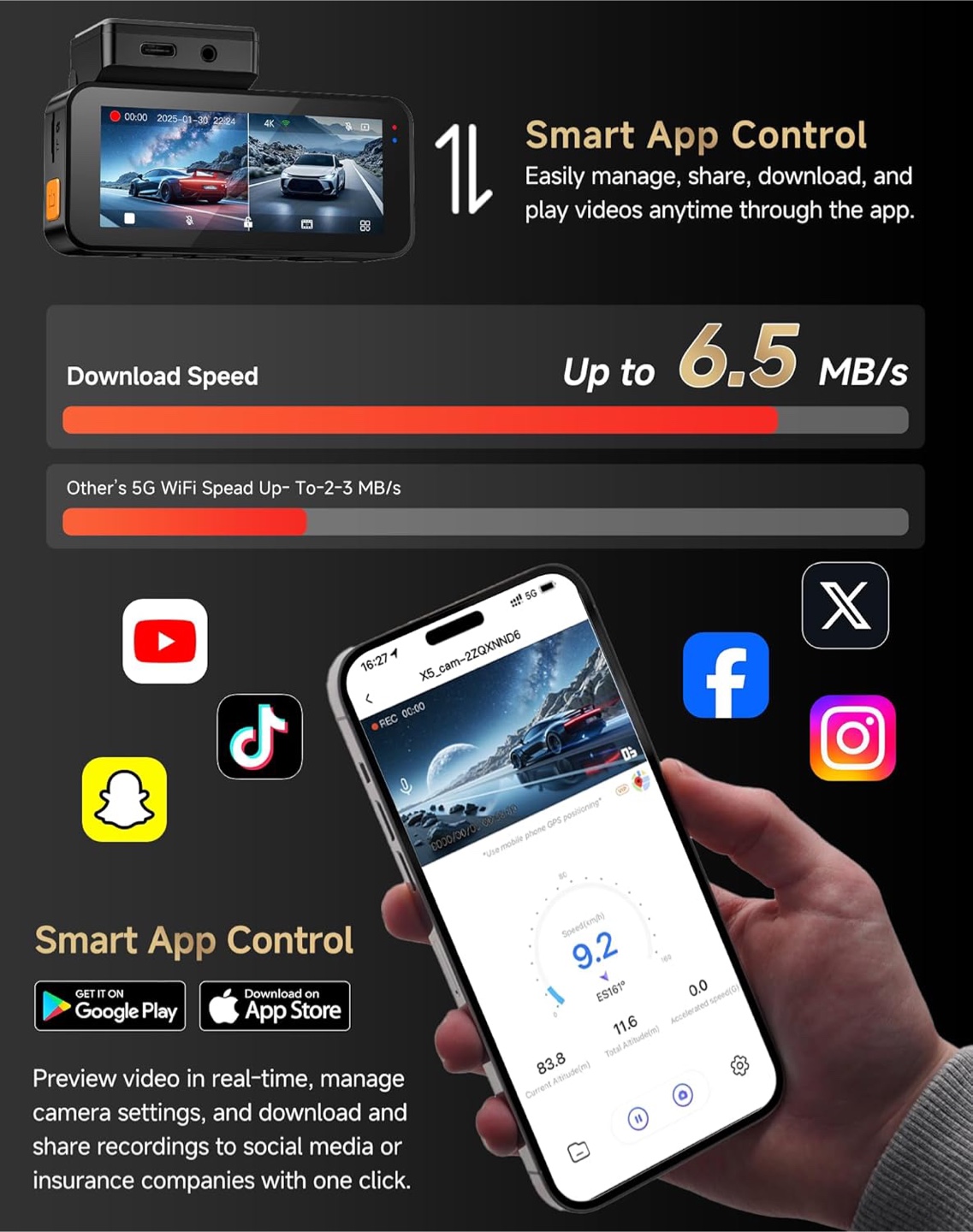 VIRROW X5 4K Dash Cam - Front 4K + Rear 2K - photo 3
