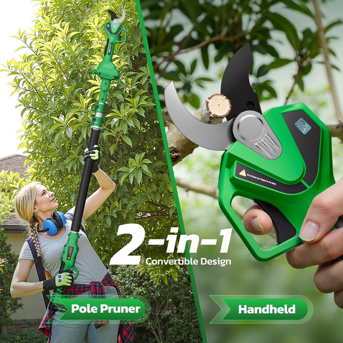 Nexon 2-in-1 Cordless Electric Pole Saw/Pruner - photo 2