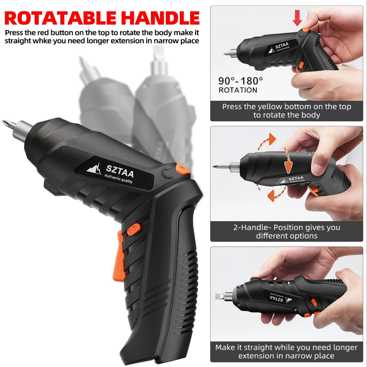 SZTAA 2-in-1 Rotatable Handle Electric Screwdriver - photo 3