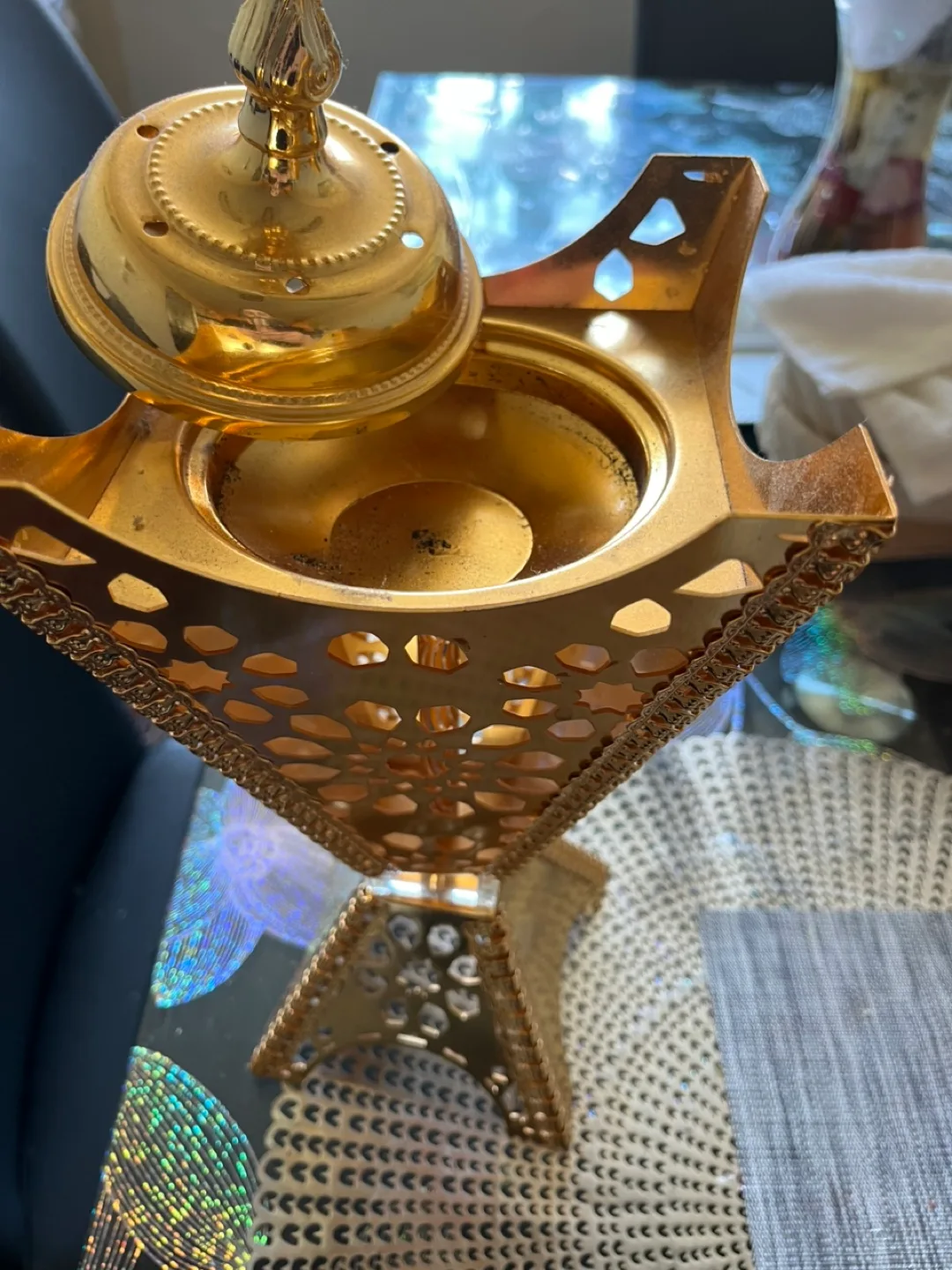 Gold-toned Decorative Incense Burner image indicator(3)