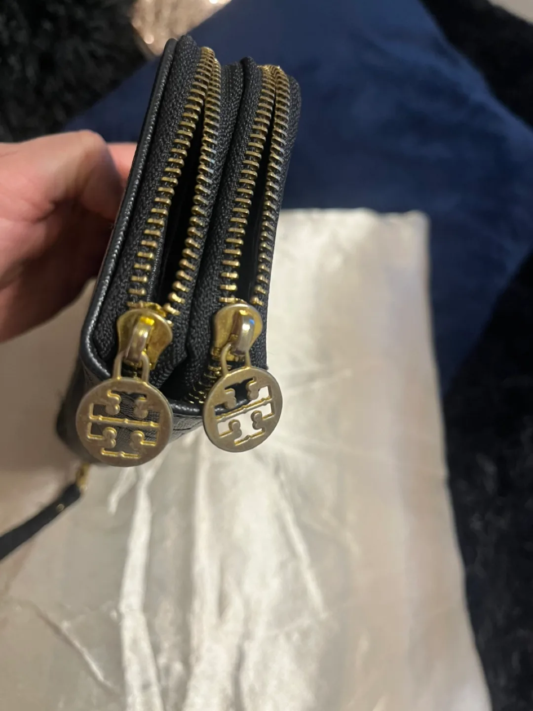 Tory Burch Black Leather Wristlet Wallet image indicator(3)