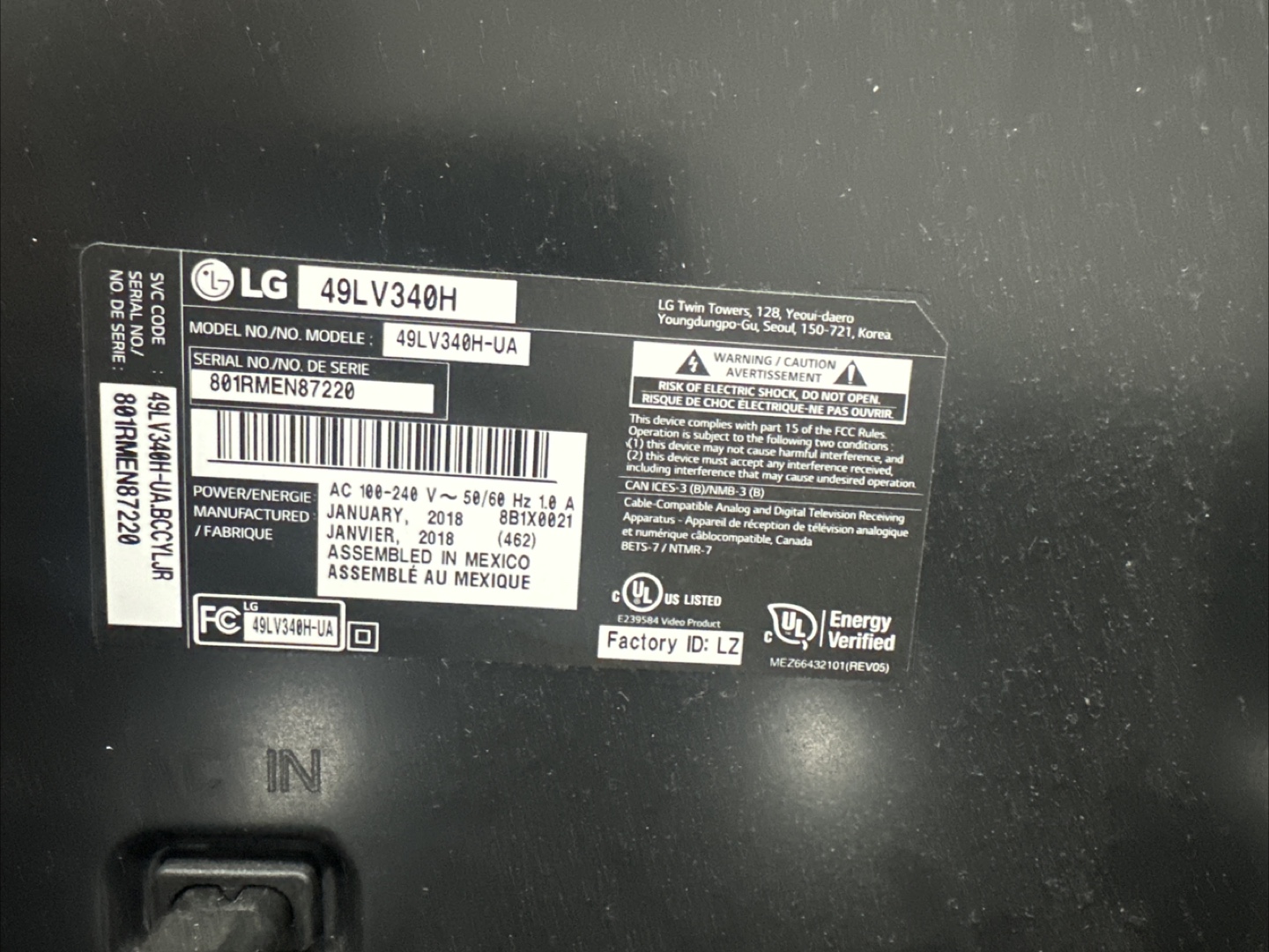 LG 49" 49LV340H TV - photo 2