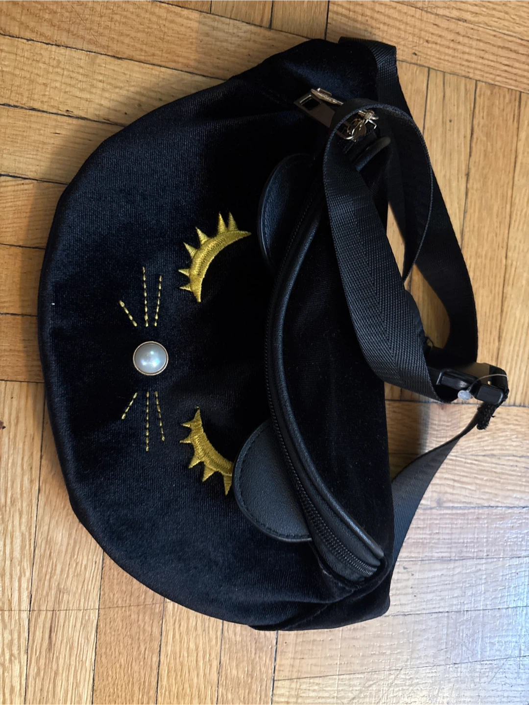 Black Velvet Fanny Pack with Sun Design