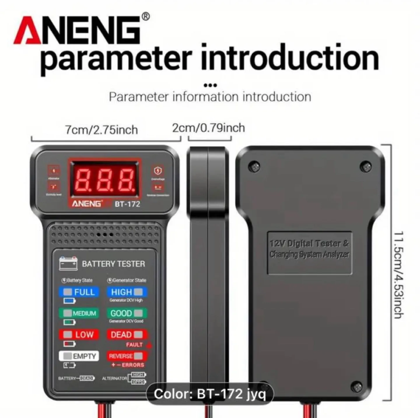 ANENG BT-172 12V Car Battery Tester with LED Display image indicator(3)